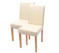 Lot De 2 Chaises De Salle À Manger Littau, Cuir, Crème, Pieds Clairs Beige