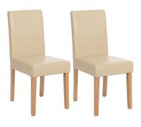 Lot de 2 chaises de salle à manger Littau cuir, crème, pieds clairs Beige G