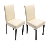 Lot De 2 Chaises De Salle À Manger Littau, Cuir, Crème, Pieds Foncés