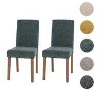 Lot de 2 chaises de salle à manger Littau vert pieds couleur naturelle