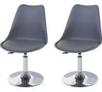 lot de 2 chaises de salle à manger Malmö T501, chaise de cuisine, réglable en hauteur pivotante, similicuir ~ gris foncé, pied chromé