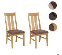 Lot de 2 chaises de salle à manger MCW-M58 bois massif structure claire taupe