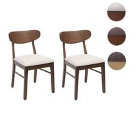 Lot de 2 chaises de salle à manger MCW-M59 bois massif structure foncée crème