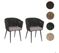 Lot de 2 chaises de salle à manger MCW N38 anthracite Coussin gris clair