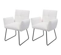 Lot de 2 chaise mendler H. 87 cm non pliable interieur en metal blanc Blanc G