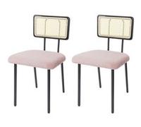 Lot De 2 Chaises De Salle À Manger Hwc-K88, Fauteuil Chaise, Certifié Fsc Bois Poly Rotin Métal Bouclé Tissu/Textile Rose Multicolore