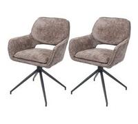 Mendler Lot de 2 chaises de salle à manger HWC-N74 – Chenille 490 g/m² Oeko-Tex MVG Marron