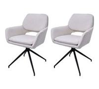Mendler Lot de 2 chaises de salle à manger HWC-N74 MVG — tissu bouclé Oeko‑Tex, pivotante, crème