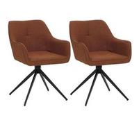 Mendler Lot de 2 chaises de salle à manger HWC-O47 tissu 270 g/m² pivotantes terre-cuite