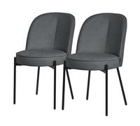 Lot de 2 chaises de salle à manger ML-Design anthracite polyester structure métal dossier arrondi