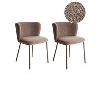 Lot de 2 Chaises de Salle à Manger Moderne en Bouclé Siège Rembourré Sans Accoud