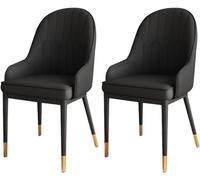 Lot de 2 chaises de salle à manger modernes à dossier haut - Meubles de cuisine et de salon en cuir imperméable avec pieds en métal robustes - Sièges de salon confortables pour salle à mange