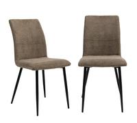 Lot de 2 chaises de salle à manger modernes avec revêtement en tissu - Chaises de salle à manger confortables avec devant matelassé - Chaises de cuisine rembourrées avec dossier incurvé pour plus de
