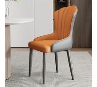 Lot de 2 chaises de salle à manger modernes du milieu du siècle, accoudoirs rembourrés en cuir, design élégant de coquillage avec pieds en métal pour salon et cuisine