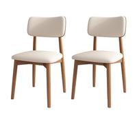 Lot de 2 chaises de salle à manger modernes du milieu du siècle, dossier incurvé, pieds en bois massif, finition élégante noyer clair et blanc, parfaites pour la salle à manger, le salon, la chambre à