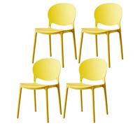 Lot de 2 chaises de salle à manger modernes élégantes du milieu du siècle - Lot de 2 chaises d'appoint empilables en plastique avec dossier ouvert pour cuisine et salle à manger, parfaites pour la