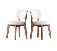 Lot de 2 chaises de salle à manger modernes en bois massif du milieu du siècle, chaises sans accoudoirs à dossier incurvé pour cuisine, bureau et salon - Revêtement élégant en cuir