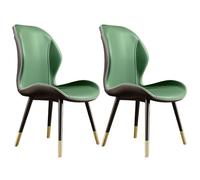 Lot de 2 chaises de salle à manger modernes en cuir scandinave glamour sans accoudoirs avec dossier finition mate pour cuisine et salle à manger Vert foncé