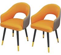 Lot de 2 chaises de salle à manger modernes en cuir synthétique - Chaises d'appoint à dossier haut imperméables avec pieds en acier carbone et assises rembourrées pour cuisine, salle à mange
