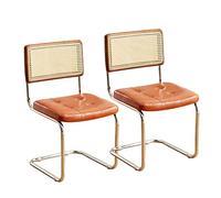 Lot de 2 chaises de salle à manger modernes en rotin avec dossier en canne, meubles élégants pour cuisine et salle à manger, pieds en métal confortables