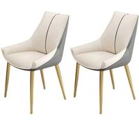 Lot de 2 chaises de salle à manger modernes en similicuir avec assise rembourrée et pieds en métal - Chaises d'appoint élégantes pour la cuisine et le salon, idéales pour la décoration intér