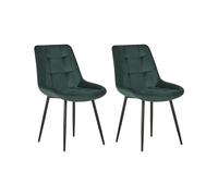 Lot de 2 Chaises de Salle à Manger Modernes en Velours Vert Foncé Rembourré Tapi