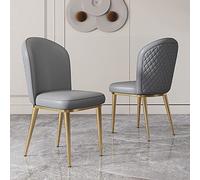Lot de 2 chaises de salle à manger modernes rembourrées avec pieds en cuir et métal, dossier incurvé pour une assise confortable dans le salon ou les zones d'attente