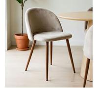 Lot de 2 Chaises de Salle à Manger Navia en Velours Gris Clair au Design Rétro-Chic, Assise Rembourrée, Pieds en Métal, Idéales pour Salle à Manger ou Cuisine