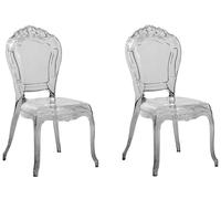 Beliani Set 2 Chaises Noires Transparentes en Plastique Design Rétro et Glamour Tendance pour Salle à Manger et Intérieurs Traditionnels ou Vintage