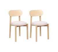 Beliani Lot de 2 Chaises de Salle à Manger Scandinave Structure en Bois Assise en Tissu sans Accoudoirs Marron Clair et Beige Clair Paulina