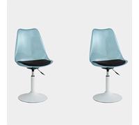 Lot de 2 chaises de salle à manger pivotantes en acrylique transparent - Chaises de cuisine réglables à 360° sans accoudoirs avec base ronde blanche, coussin confortable en polyuréthane et dossier en