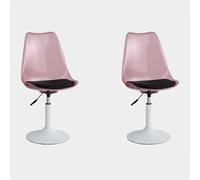 Lot de 2 chaises de salle à manger pivotantes en acrylique transparent en forme de tulipe avec hauteur réglable à 360 °, coussin confortable en polyuréthane et dossier en polypropylène, base ronde