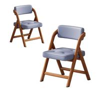 Lot de 2 chaises de salle à manger pliables ergonomiques en bois et cuir - Pas de montage nécessaire - Parfaites pour les fêtes, les pique-niques et le bureau à domicile - Noyer et violet