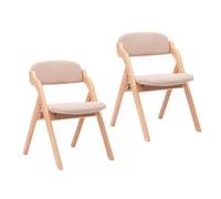 Lot de 2 chaises de salle à manger pliantes, assises rembourrées en lin, cadre en bois, style contemporain pliable pour une utilisation en intérieur