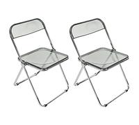 Lot de 2 chaises de salle à manger, pliantes, empilables, en acrylique, avec structure en métal, chaises de salle à manger modernes, confortables (gris clair - 2 pièces)