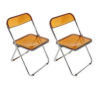 Lot de 2 chaises de salle à manger, pliantes, empilables, en acrylique, avec structure en métal, chaises de salle à manger modernes, confortables (marron - 2 pièces)