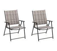 Lot de 2 chaises de salle à manger pliantes en rotin synthétique respirant avec accoudoirs et dossier pour pelouse, balcon, piscine, jardin, bistrot, camping