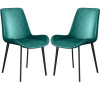 Lot de 2 chaises de salle à manger rembourrées en polyuréthane avec dossier doux, chaise de maquillage pour chambre à coucher, chaise de loisirs pour hôtels/restaurants, cadre noir, chaise de