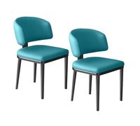 Lot de 2 chaises de salle à manger rembourrées modernes en similicuir pour cuisine et salon, décoration d'intérieur élégante - Couleur bleue
