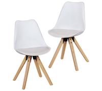 lot de 2 chaises de salle à manger rétro LIMA blanc | chaise rembourrée
