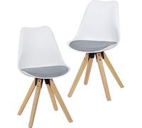 lot de 2 chaises de salle à manger rétro LIMA blanc/gris | chaise rembourrée