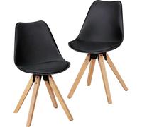 lot de 2 chaises de salle à manger rétro LIMA noir | chaise rembourrée