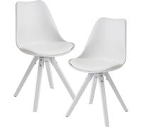 lot de 2 chaises de salle à manger rétro Pieds blancs Chaise rembourrée Chaise de cuisine en similicuir