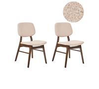 Lot de 2 Chaises de Salle à Manger Rétro Sans Accoudoirs Assise en Tissu Bouclé