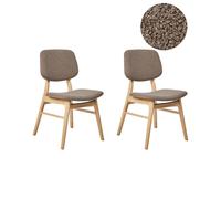 Lot de 2 Chaises de Salle à Manger Rétro Sans Accoudoirs Assise en Tissu Bouclé