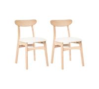 Lot de 2 Chaises de Salle à Manger Retro Structure en Bois d'Hévéa Assise en Tis