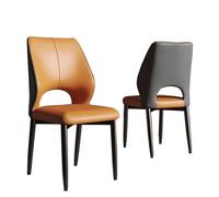 Lot de 2 chaises de salle à manger robustes en cuir imperméable sans accoudoirs, tabourets de bar simples pour salon, design orange élégant