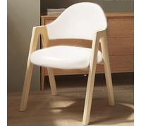 Lot de 2 chaises de salle à manger rustiques en bois avec dossier incurvé, chaises de cuisine rembourrées en similicuir avec accoudoirs, hauteur d'assise de 43 cm, meubles de maison élégants gris