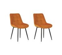 Lot de 2 Chaises de Salle à Manger Salon Moderne en Velours Orange Rembourré Pie