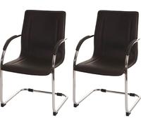 lot de 2 chaises de salle à manger Samara, chaise de cuisine à piétement luge, acier ~ brun